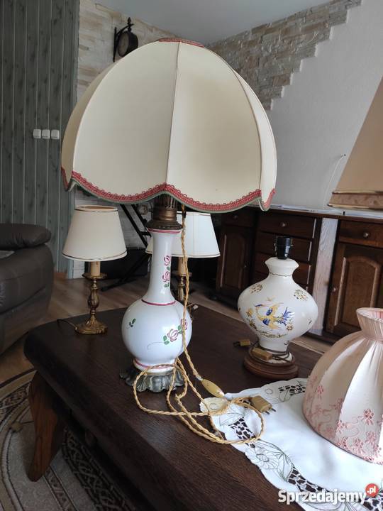 Stylowa lampa stojąca porcelana mosiądz Budzyń sprzedam