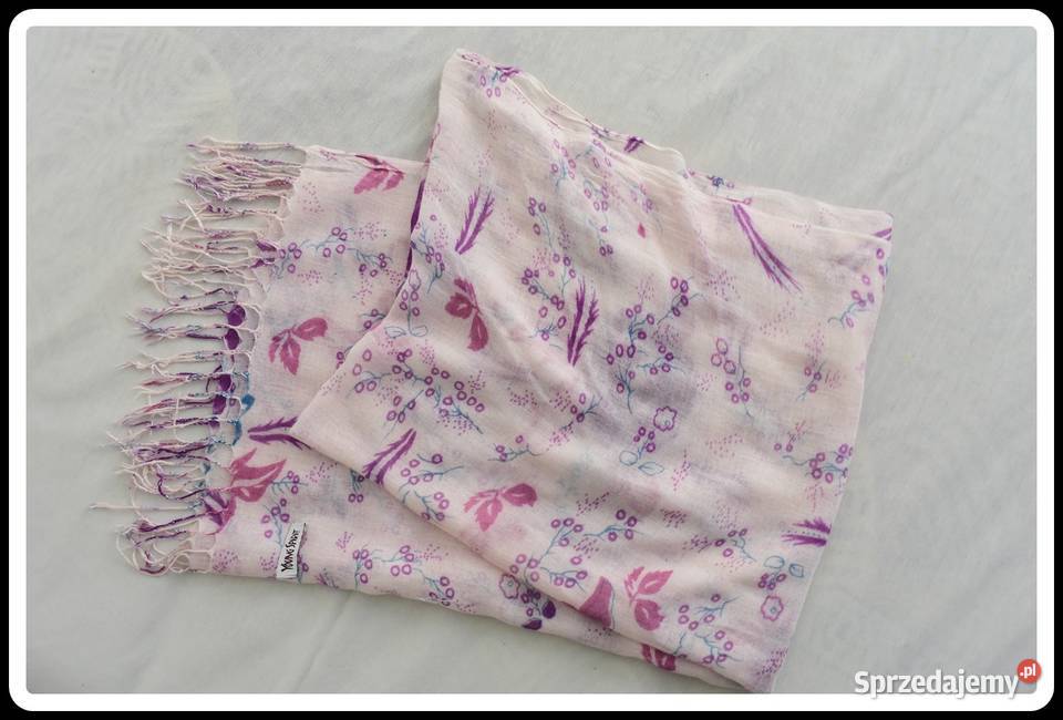 Wiosenna chusta z frędzlami lekka różowa w Płock
