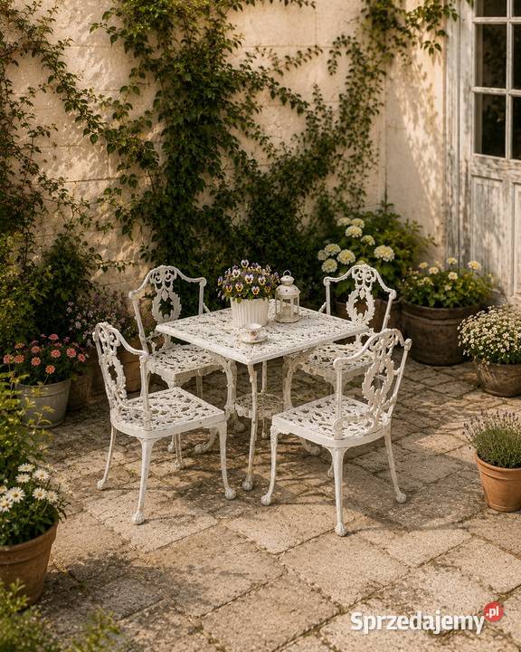 Piękny Aluminiowy Zestaw Ogrodowy Vintage Styl łódzkie Poddębice sprzedam