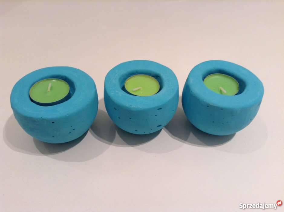 Świecznik gipsowy 3 sztuki handmade świeczka