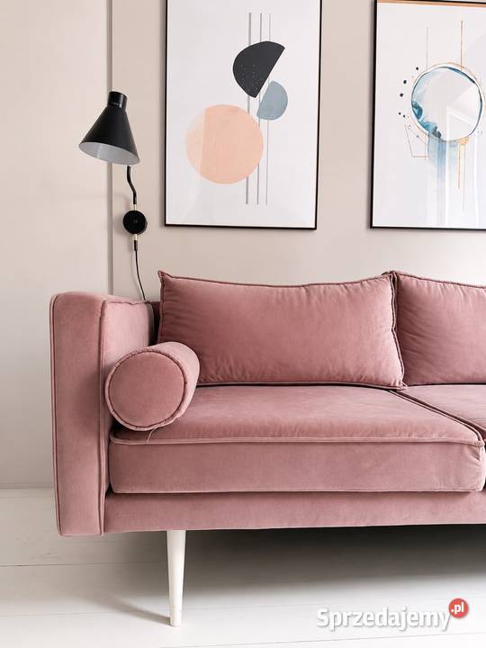 Sofa welurowa Dusty Pink glamour skandynawska Frampol