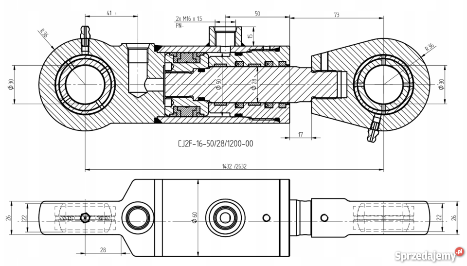 Siłownik Hydrauliczny Cylinder SKOK 1200 Solec Kujawski