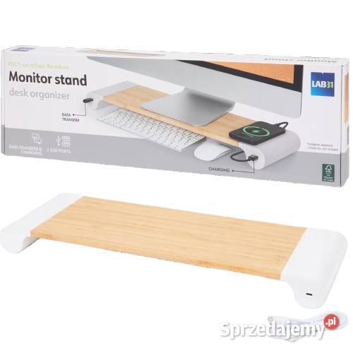 Stojak na Monitor LAB31 Bambusowy 55x17 z 2x USB sprzedam