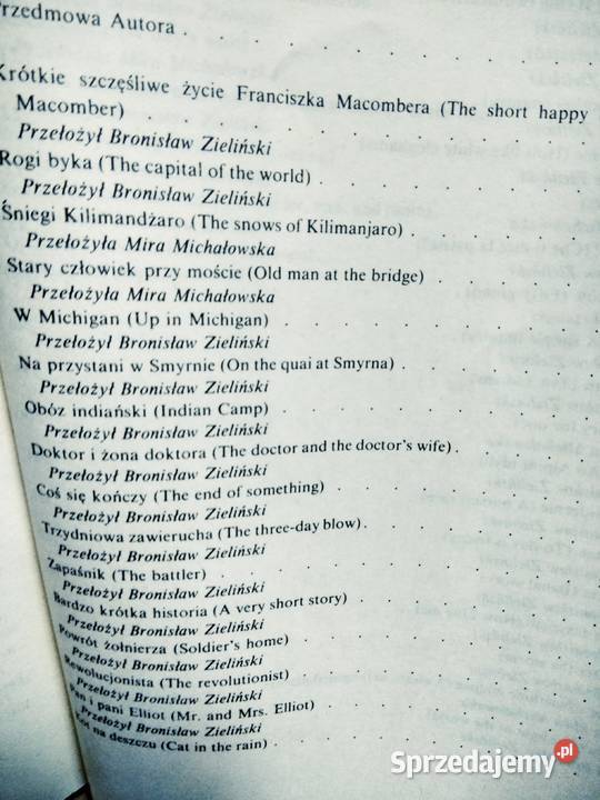 Hemingway 49 opowiadań lektury szkolne Warszawa