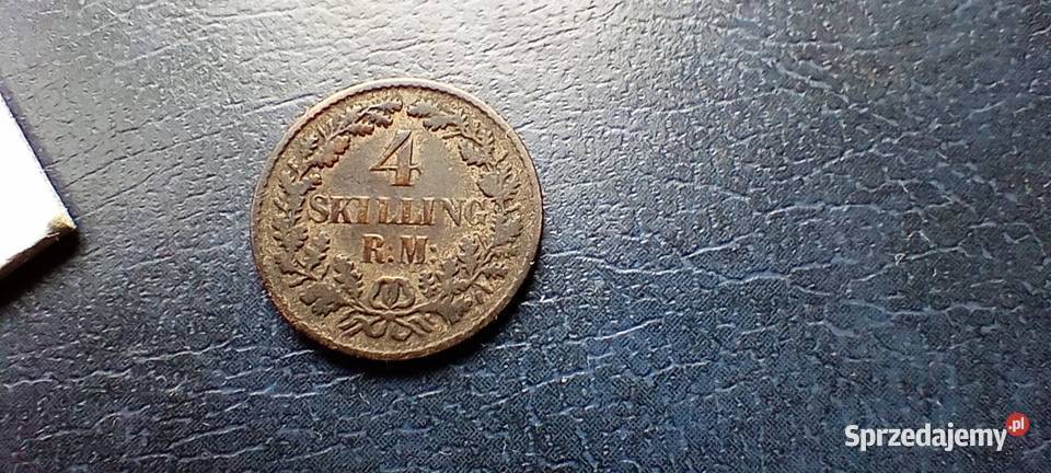 Stare monety 4 skilling 1854 Dania srebro Lesko