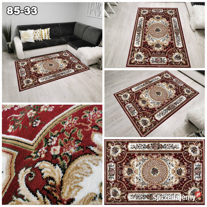 Gęsty dywan 200x300 bordowy klasyczny 8533 Białystok
