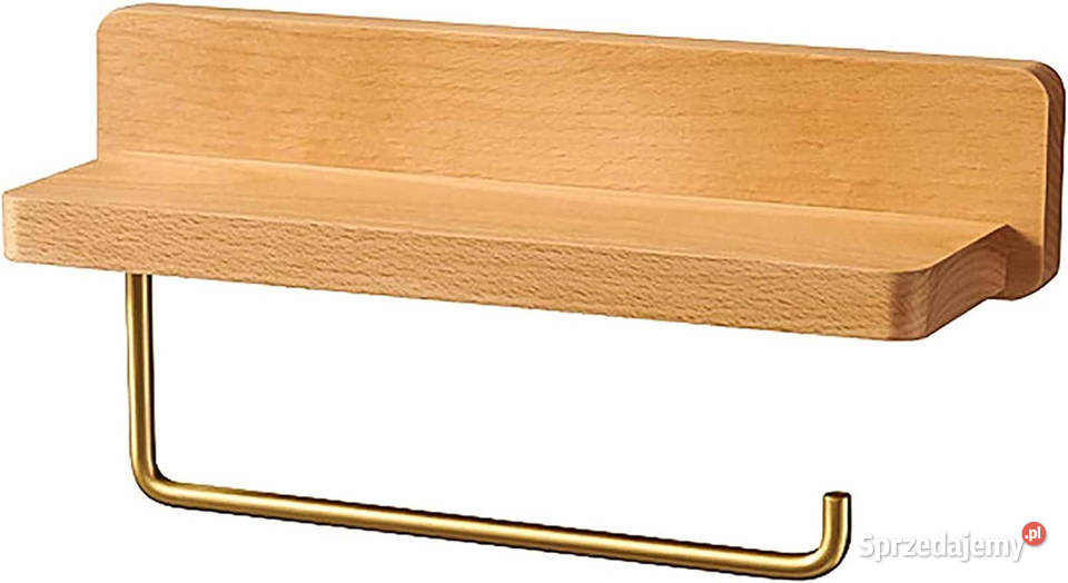 Uchwyt na papier ręcznik wieszak drewno z półką Warszawa