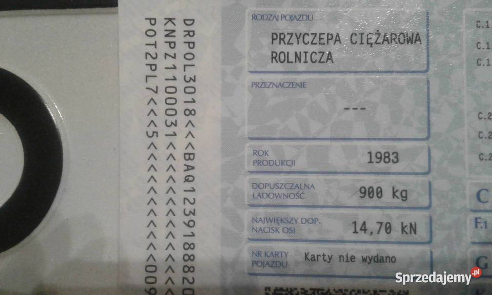 Przyczepa ciezarowa rolnicza dokumenty Maszyny rolnicze Czajków