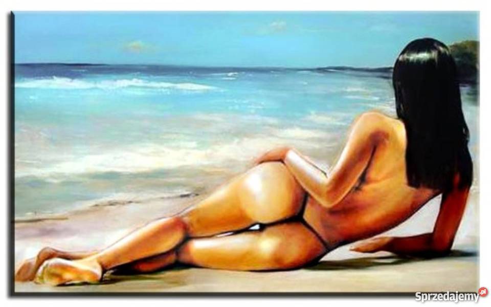 obraz olejny akt kobieta na plaży 90 x 60 cm