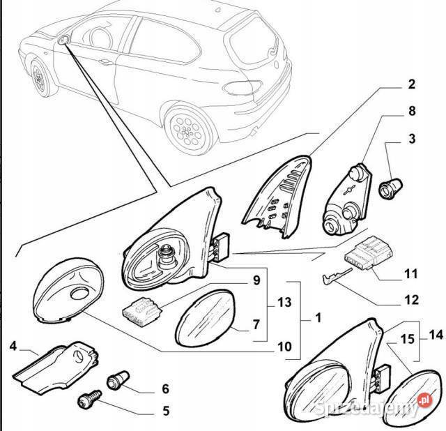 WKŁAD LUSTERKA PRAWY ALFA ROMEO 147 0010 sprzedam