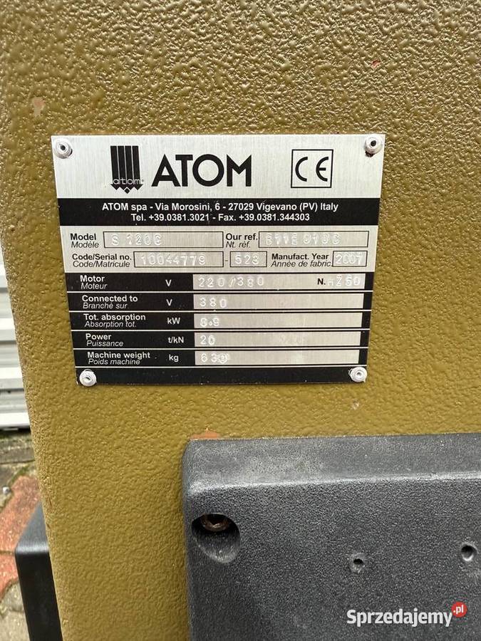 Atom S120C Wykrawarka sztanca wycinarka prasa do Produkcja Łaskarzew