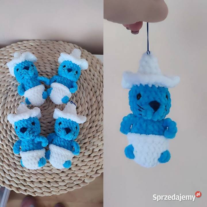 Szydełkowy brelok do kluczy szydełkowy smurf kot Kraków