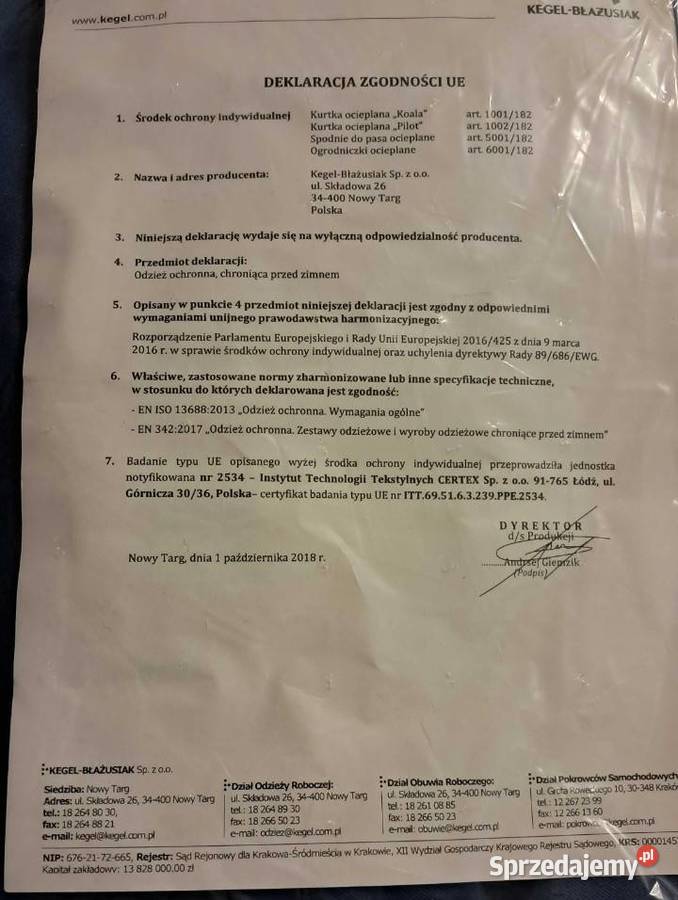 Ogrodniczki ocieplane L KEGELBŁAŻUSIAK małopolskie Kraków