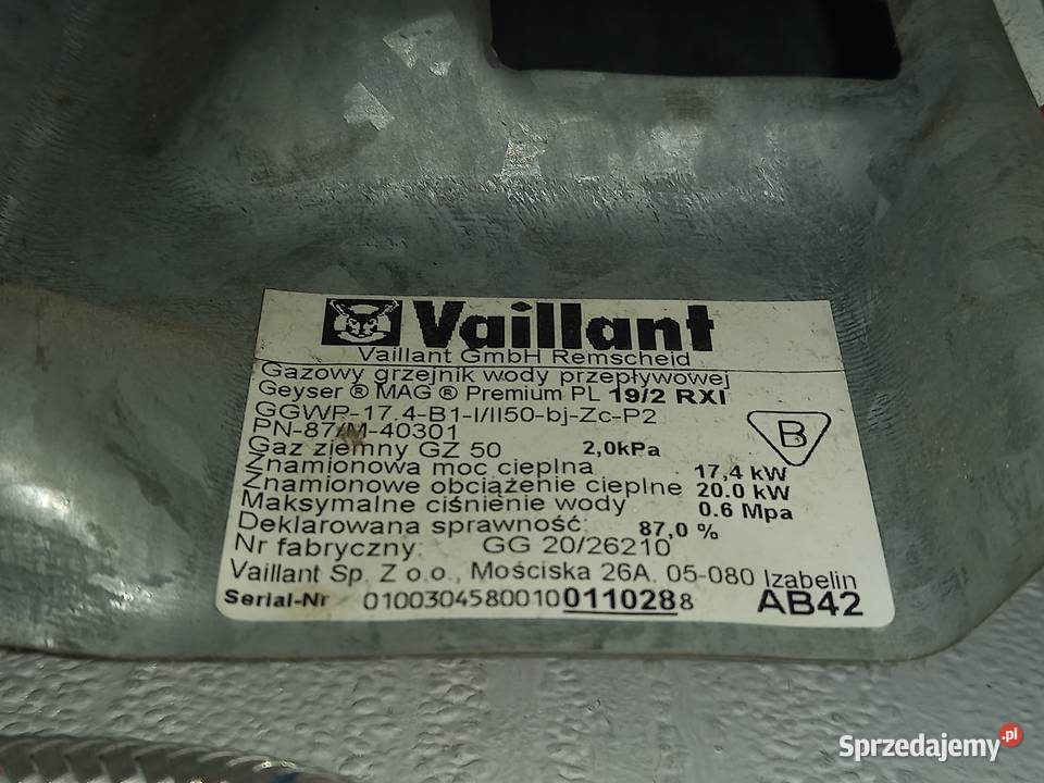 Piecyk gazłaz Vaillant GGWP174B1III50bj sprzedam