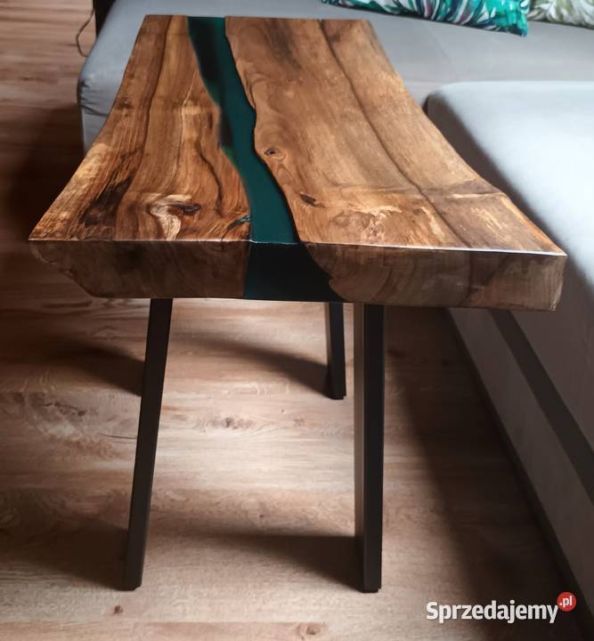 Stolik kawowy Ława Deska dębowa Zielona żywica Opole