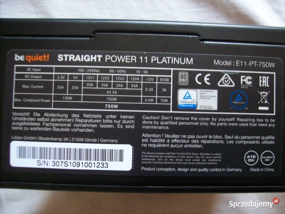 Zasilacz komputerowy BE QUIET Straight Power Pozostałe Radom