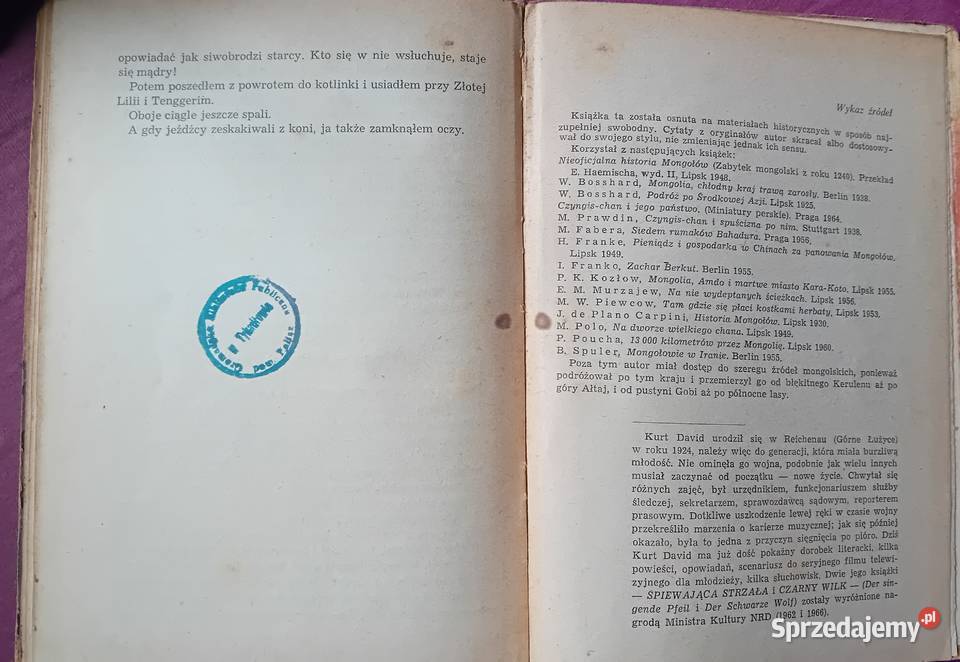 Kurt David Czarny Wilk Wyd Poznańskie 1970 r Antykwariat Koźminek