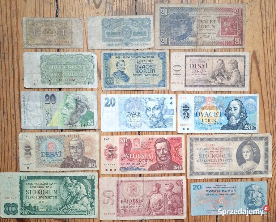 Zestaw Banknotów Czechy Słowacja Czechosłowacja śląskie Gliwice sprzedam