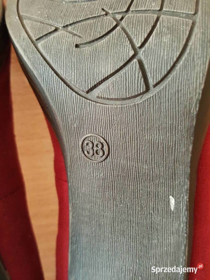 CZÓŁENKA bordowe buty na obcasie czerwone fuksja czerwony
