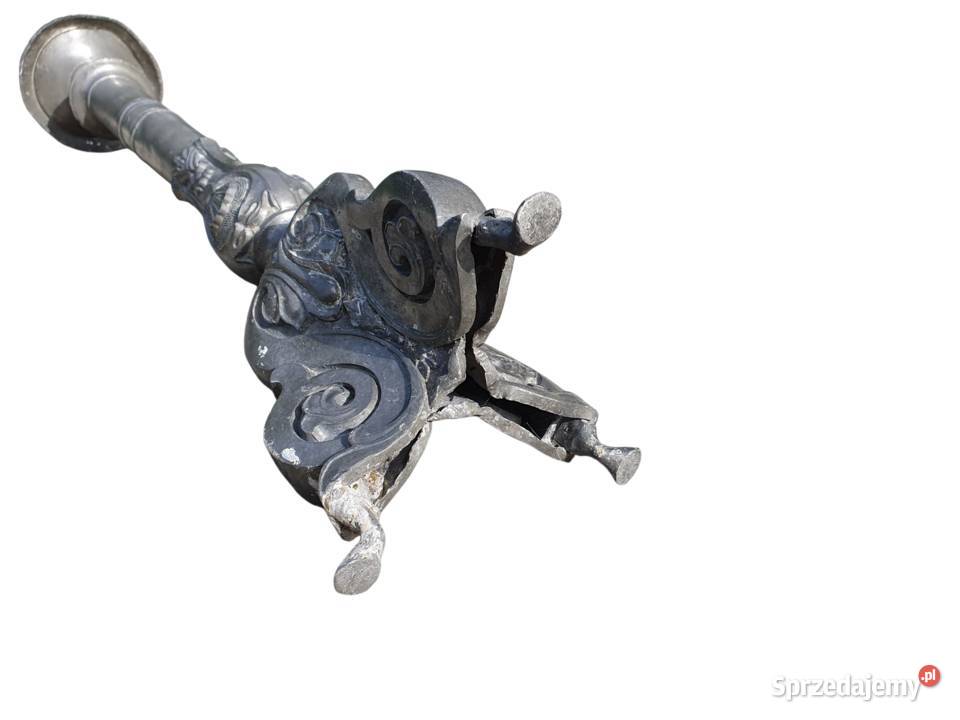 Stary duży świecznik XVIII XIX wiek aluminium śląskie