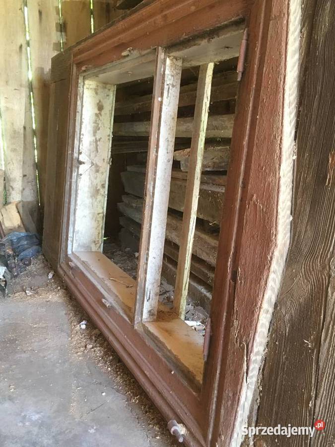 Stare okna drewniane z dużą ramą Okna ścienne Brańszczyk