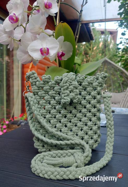 Torebka handmade w kolorze jasnej oliwki 19cm podlaskie Białystok