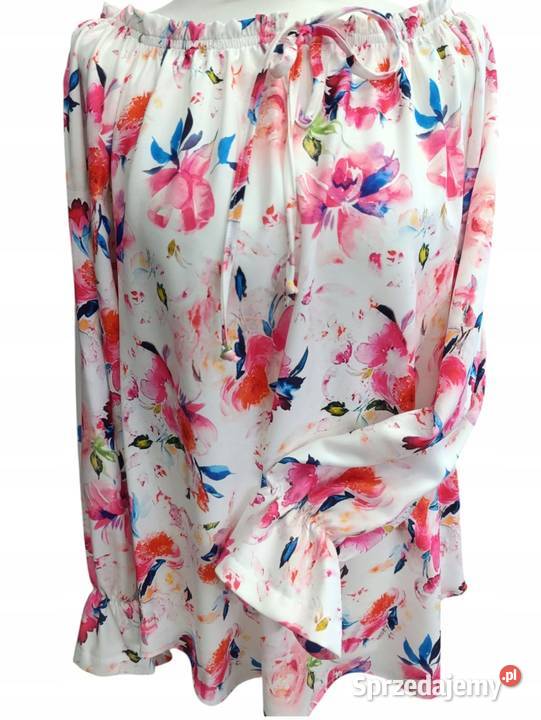 BLUZKA HISZPANKA DAMSKA KWIATOWY HIT SEZONU 42 Bluzki i koszule Pątnów
