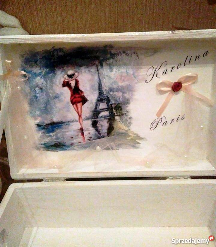 Szkatułka zdobiona decoupage DUŻA biały Legnica