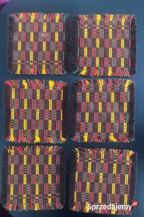 6 kilimowe serwety Cepelia PRL lata 70 XX w