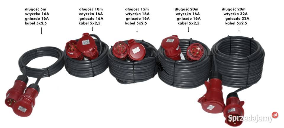 PRZEDŁUŻACZ SIŁOWY GUMOWY budowlany 16A 32A 10 Skawina