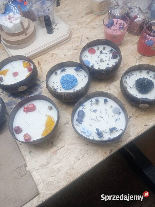 Świece sojowe handmade w misce kokosowej małopolskie