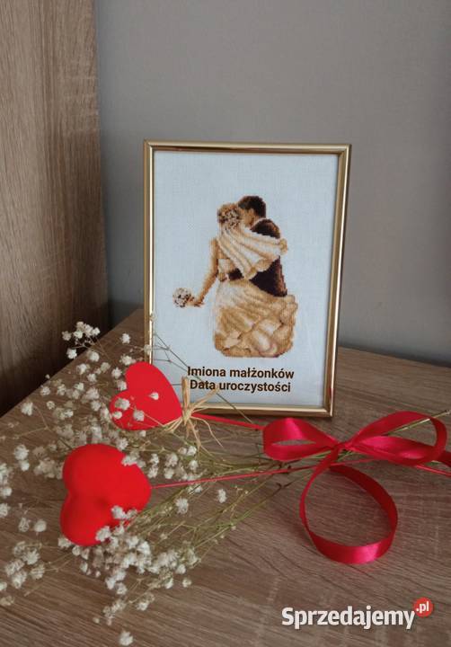 Pamiątka ślubu haft krzyżykowy rękodzieło Ślub Olsztyn sprzedam
