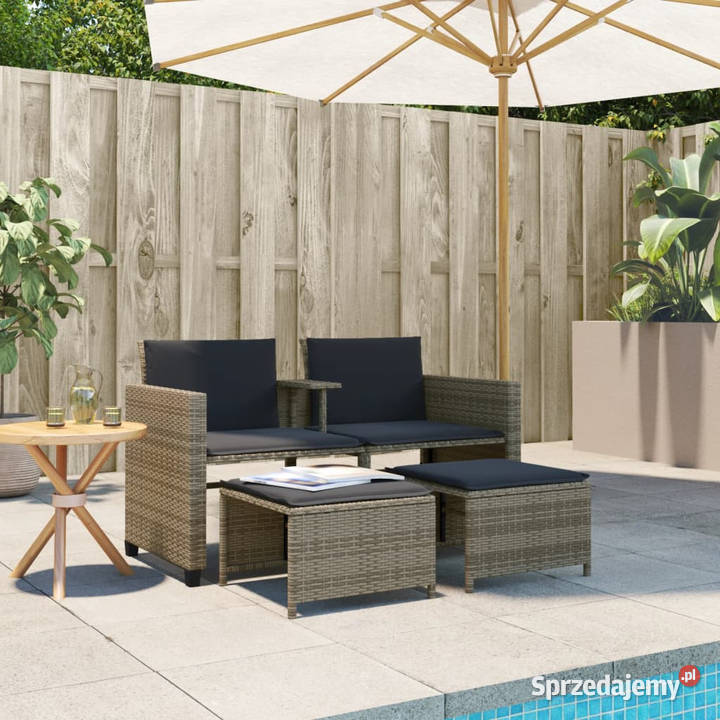 2os sofa ogrodowa ze stolikiem i stołkami szara mazowieckie Warszawa