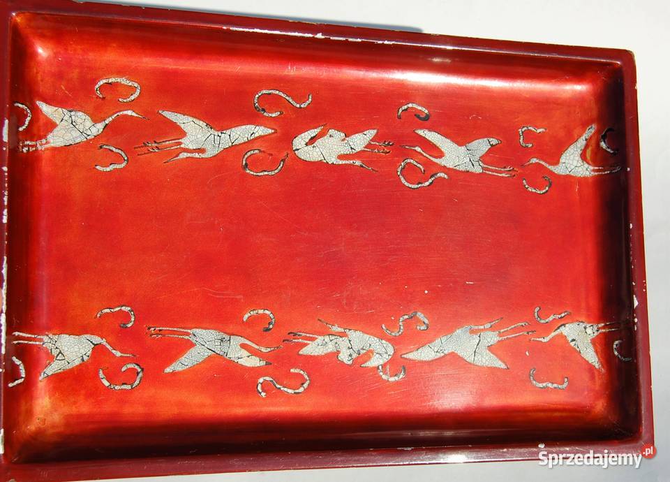 Taca z laki czerwona laka żurawie Wietnam Pozostałe lubelskie Lublin