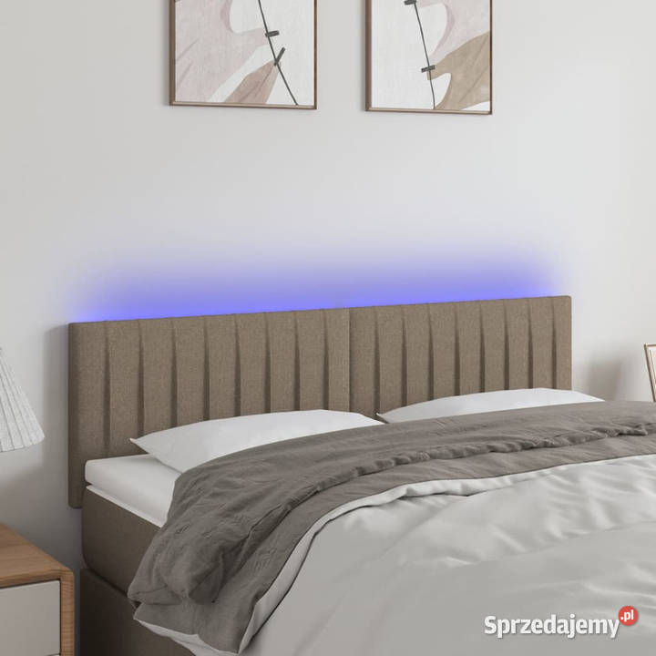 Zagłówek do łóżka z LED taupe 144x5x7888 tkanina Warszawa sprzedam