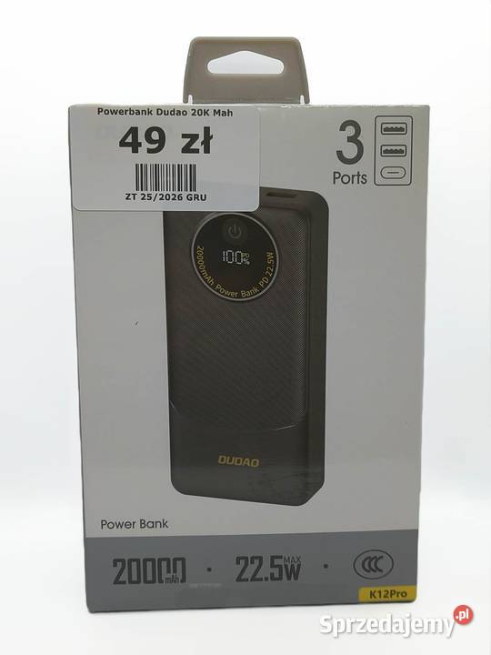 Powerbank Dudao 20000 mAh czarny Elbląg
