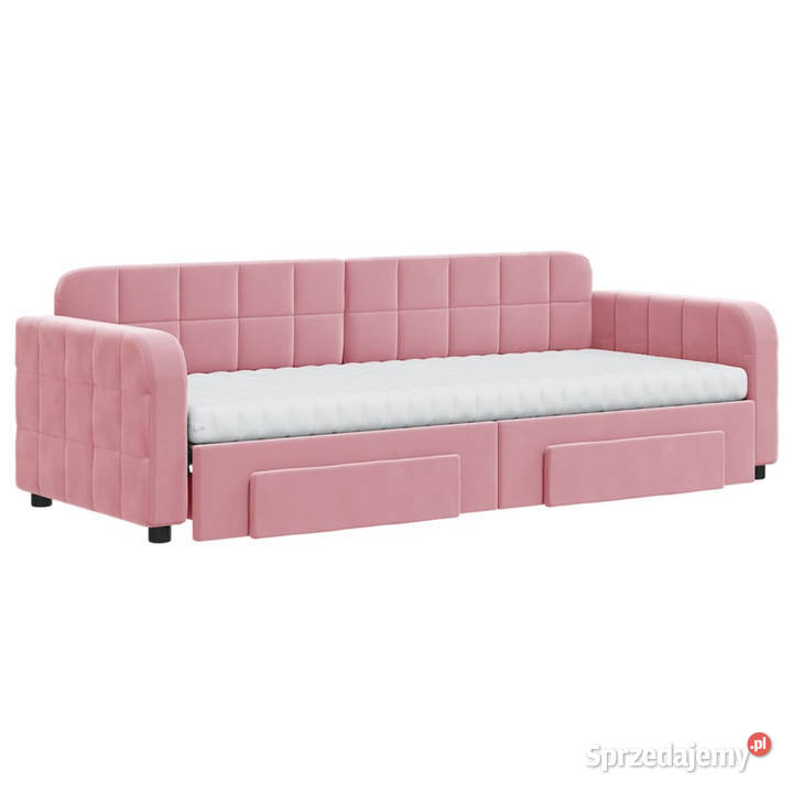Sofa rozsuwana z szufladami różowa aksamit Warszawa