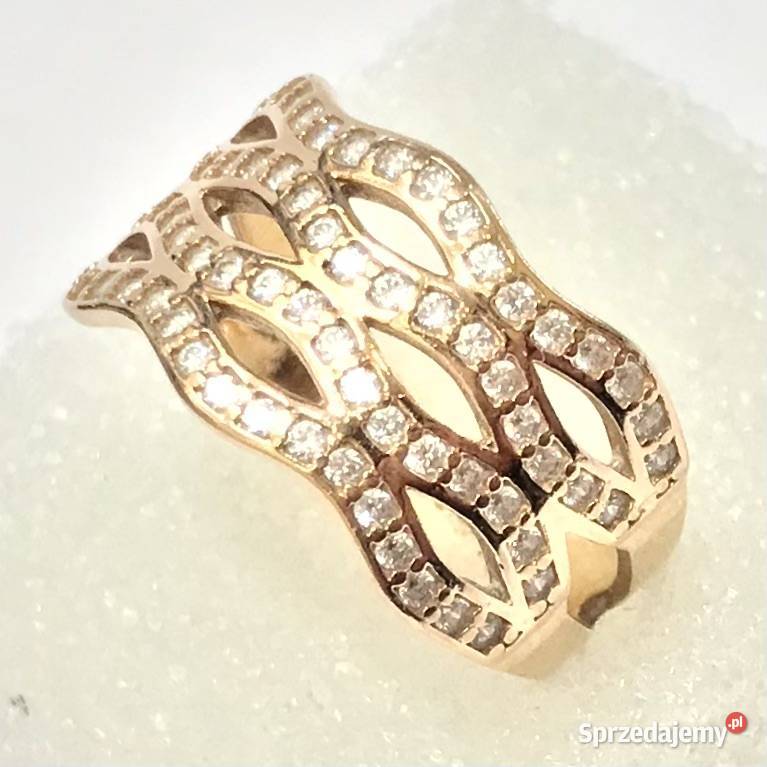 Złoty PIERŚCIONEK 585 14K RÓŻOWE złoto KAMIENIE Warszawa