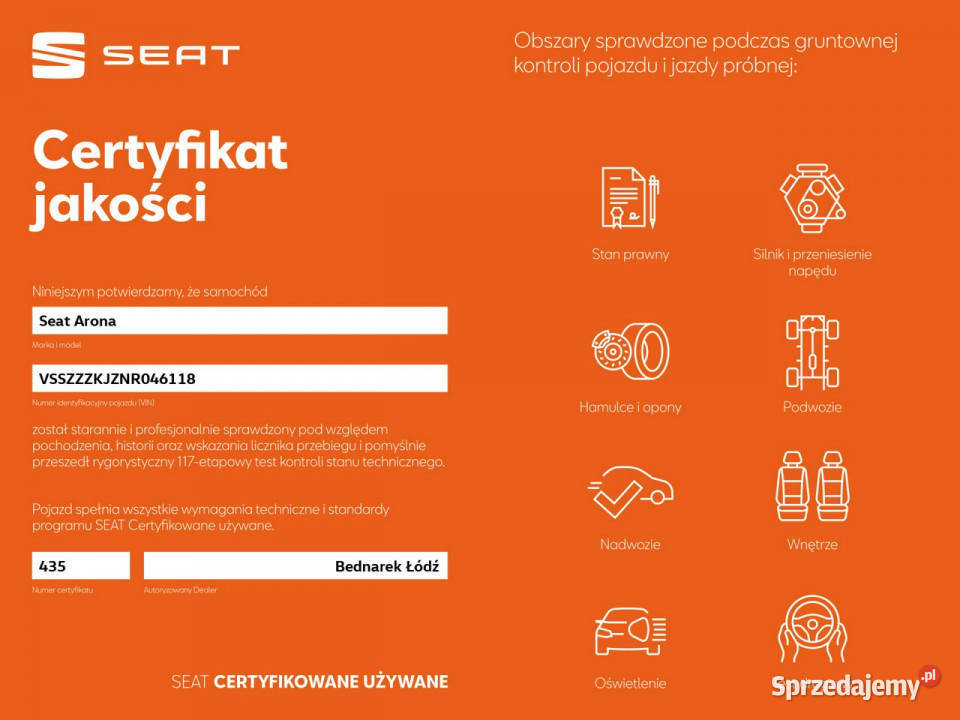 Seat Arona Bezwypadkowy Salon Polska Serwis ASO granatowy Łódź sprzedam
