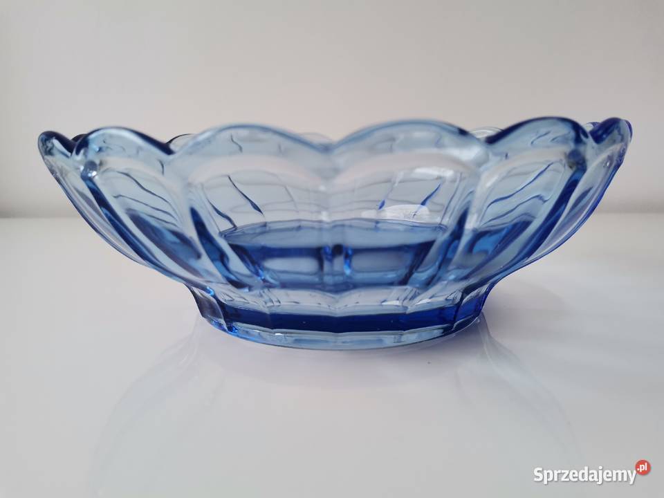 Stara niebieska misa szkło Art Deco Katowice