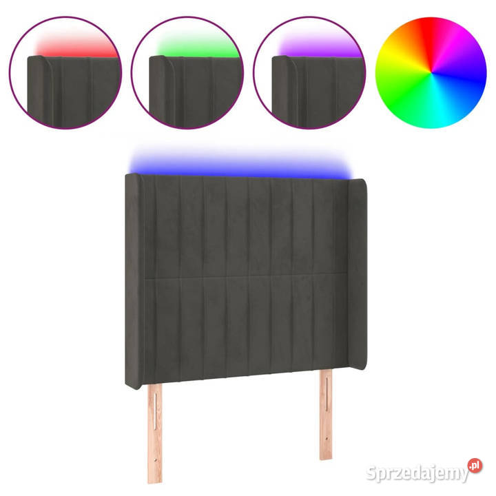 Zagłówek do łóżka z LED ciemnoszary 83x16x118128 Warszawa