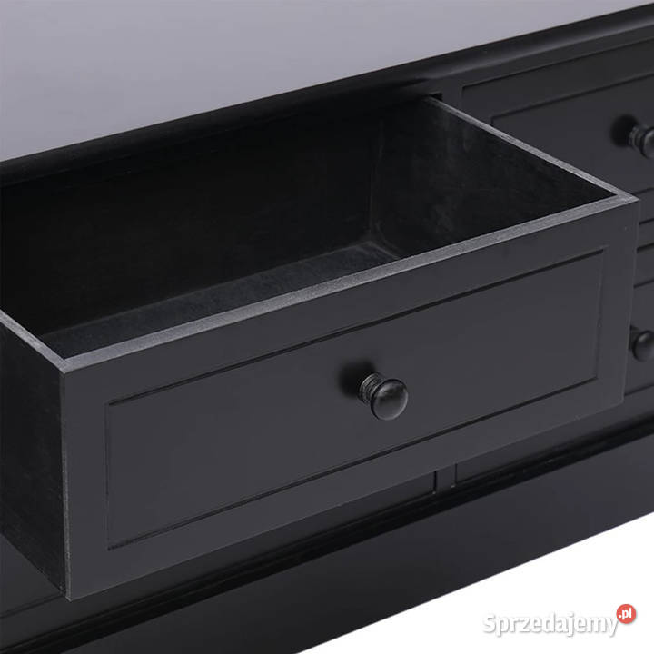 Szafka pod TV czarna 108x30x40 drewno paulownia RTV