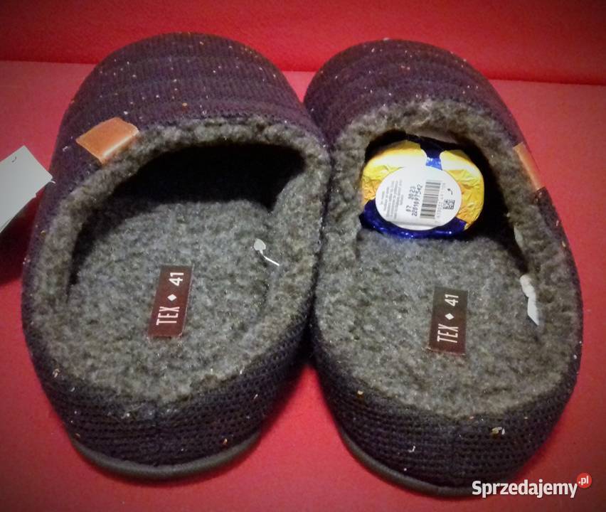 Kapcie 41 granatowe ciepłe futerko Obuwie Warszawa