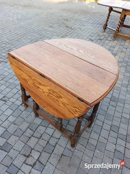 Stolik dębowy składany z owalnym blatem Stoły Lipno