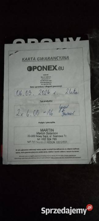 Koła 750 R16 na gwarancji Borowie