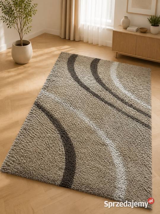 Elegancki dywan shaggy 240 333 beżowobrązowy Łańcut
