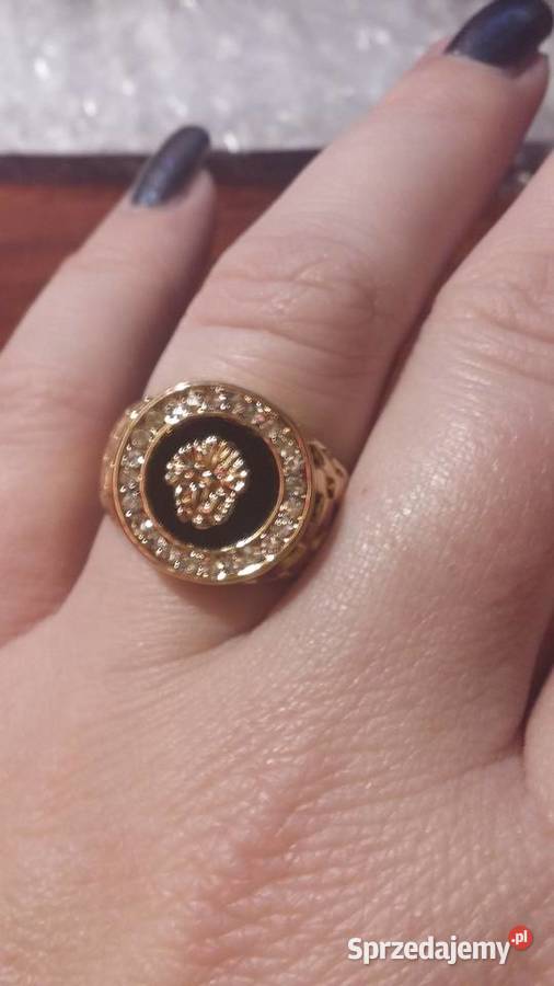 pierścionek styl Versace 18k cyrkonie Wrocław