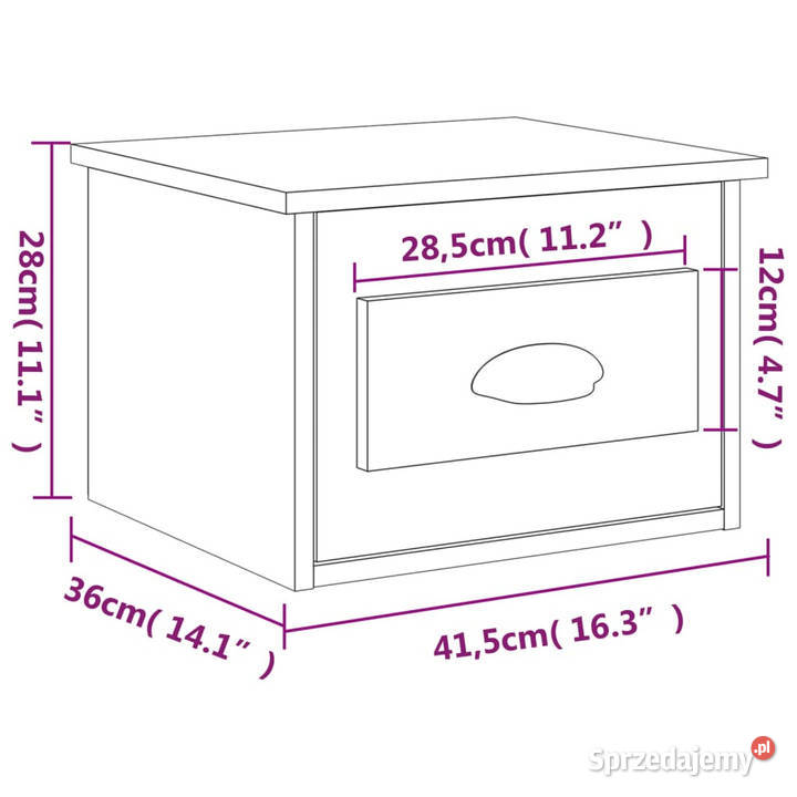 Wisząca szafka nocna biała 415x36x28 WM816376 Warszawa