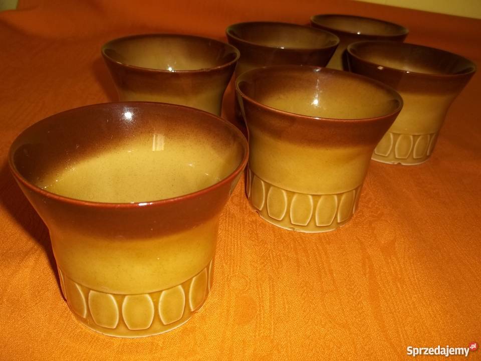 Filiżanki ceramiczne Tułowice pucharki odcienie brązowego Łódź