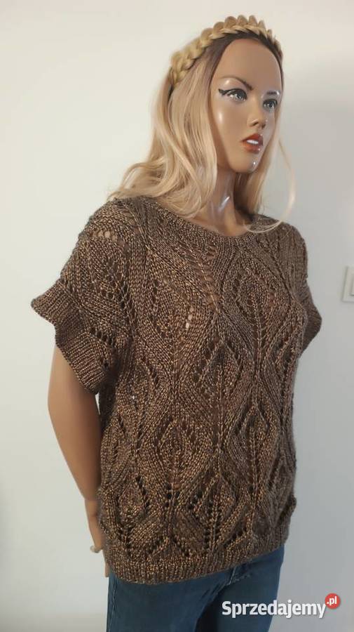 Sweterek ręcznie robiony na drutach bez rękawa Swetry i golfy wielkopolskie Ostrów Wielkopolski